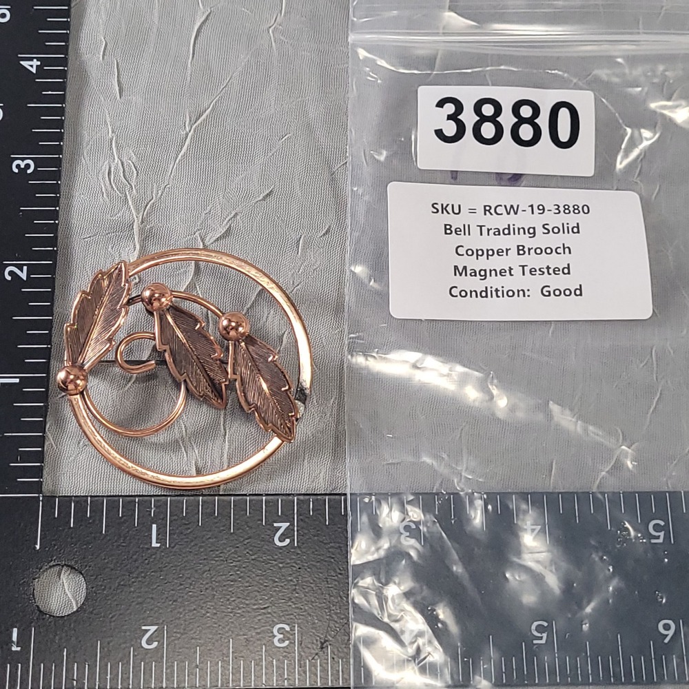 Vintage Bell Trading Post Copper Leaf Wreath Brooch Pin MCM Jewelry - Picture 5 of 5